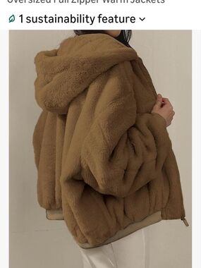 Reversible Women's Oversized Hooded Faux Fur Jacket - Brown NWT